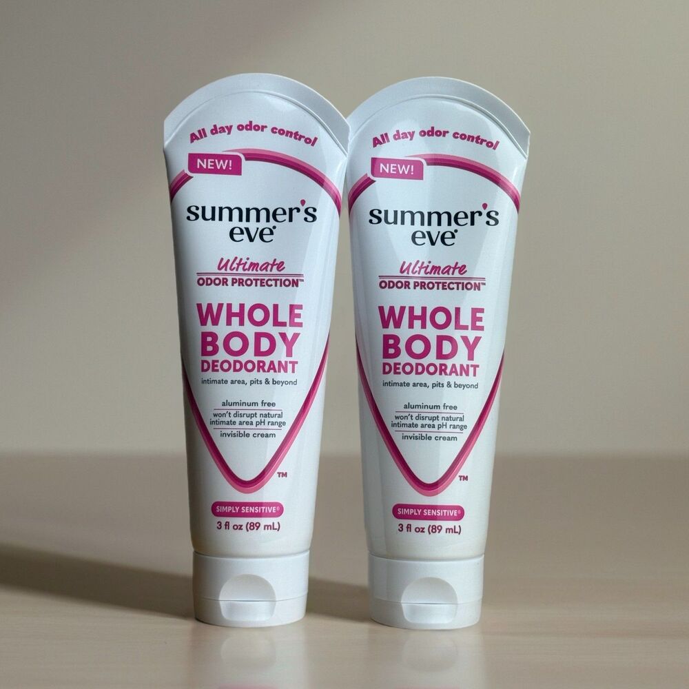 Summer’s Eve Whole Body Deodorant Simply Sensitive — 2 Pack — 3 oz — New